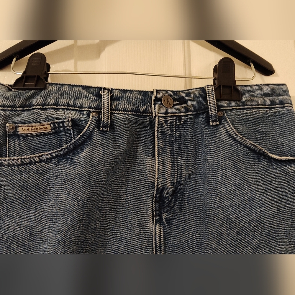 Calvin Klein Jeans Mini Denim Jean Skirt, Size Medium Wash Blue, 100% Cotton - Picture 2 of 10